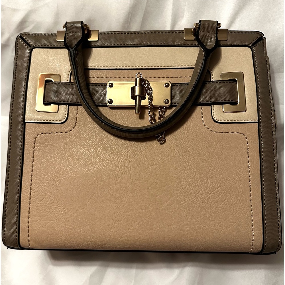 ALDO Pink Taupe and Cream Multicolored Satchel Purse EUC